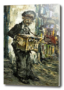 street musician with music box