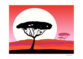 Africa handdrawn tree edition : red