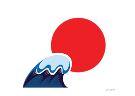 Japanese "SUN" with wave / RED BLUE
