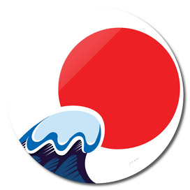 Japanese "SUN" with wave / RED BLUE