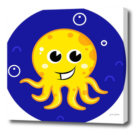 New stylish yellow Octopus on blue