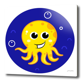 New stylish yellow Octopus on blue