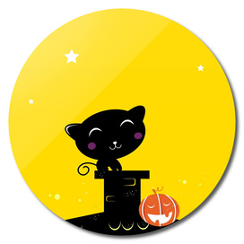 Black halloween Cat : yellow and black