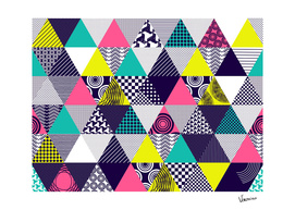 Seamless background with textured multicolored triangles