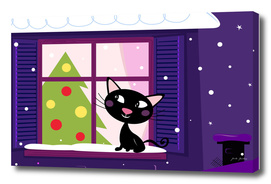 Halloween cute black cat : Purple