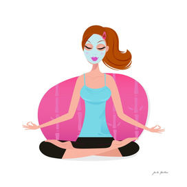 Cute yoga wellness girl illustration