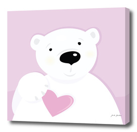 Cute hand drawn Teddy bear : pink white