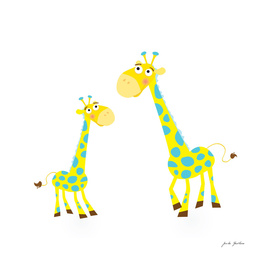 New hand-drawn Giraffe / yellow with Dots