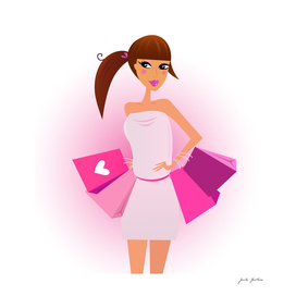 Shopping girl : Original illustration