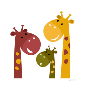 Three hand-drawn giraffe characters