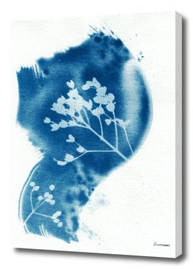 Abstract blue botanical wave