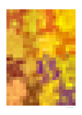 geometric square pixel abstract in yellow purple orange