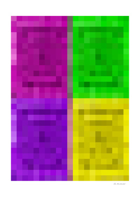 geometric square pixel abstract pink purple green yellow