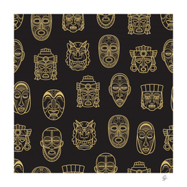 indian aztec african historic tribal mask seamless pattern