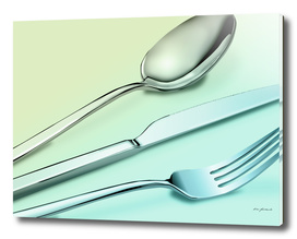 Silverware in Blue and Green