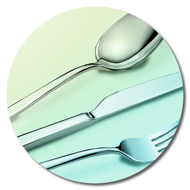 Silverware in Blue and Green