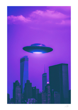 UFO Sighting | NYC cityscape | Vaporwave Aesthetics