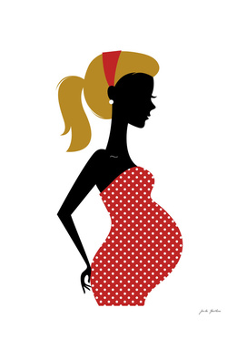Cute stylish pregnant girl illustration : 60s