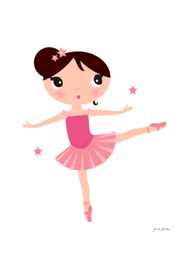 Little pink cute ballerina : on white