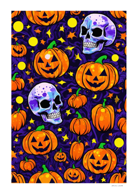 Halloween Pattern Skull Pumpkin