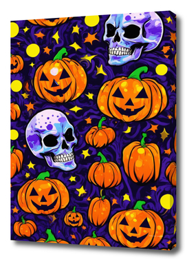 Halloween Pattern Skull Pumpkin