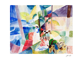 August Macke's Landscape with children and goats