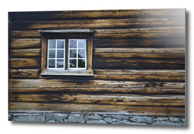 Timbered wooden wall with window