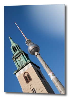 Berlin radio tower and church