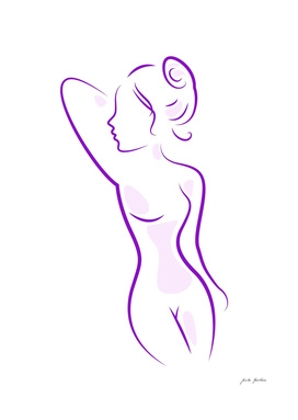 Naked stylish woman : purple on white
