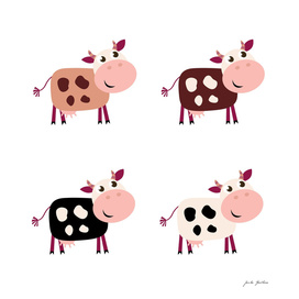 CUTE hand-drawn stylish Cows / brown