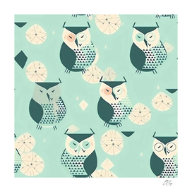 Sleek Green Owl Pattern