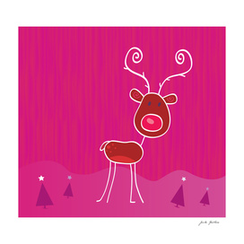 Cute handdrawn reindeer : Pink
