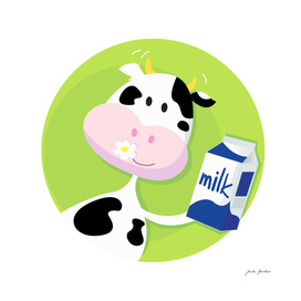 Little cow with Milk : blue green