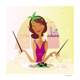 Vintage cute asia woman : New art in shop