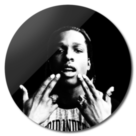 rapper black and white art - asap rocky