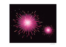 Cute hand-drawn Fireworks : black pink