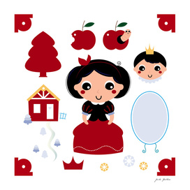 Hand drawn cute Snow white character