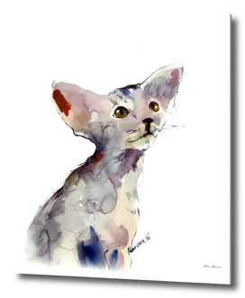 Oriental Kitten watercolor painting