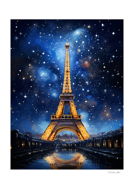 Eiffel tower with the starry night