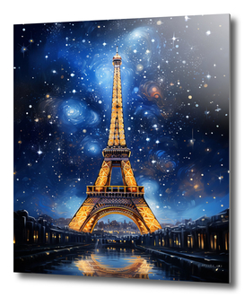 Eiffel tower with the starry night