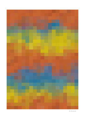 geometric square pixel abstract in orange yellow blue