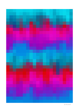 geometric square pixel abstract in blue red purple