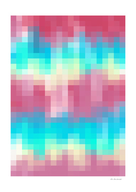 geometric pixel square pattern abstract in pink blue yellow