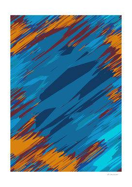 geometric graffiti abstract in blue and brown