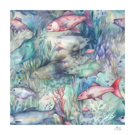 Aquatic Harmony: Aquarell Dreamy Fishies