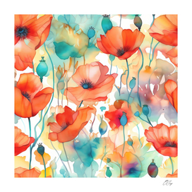 Whimsical Watercolor Poppy