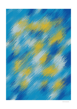 splash painting abstract in blue and yellow