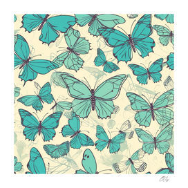 Whimsical Turquoise Butterfly Pattern