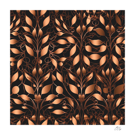 Copper Bloom: Abstract Playful Floral Pattern