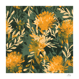 Enchanted Ferns - Golden Marigold Brushstroke
